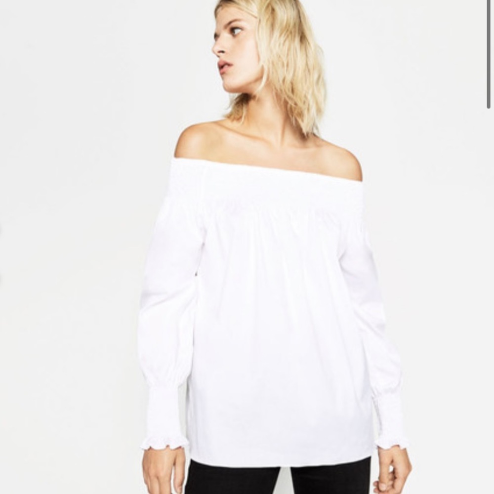 Zara White Off-Shoulder Top